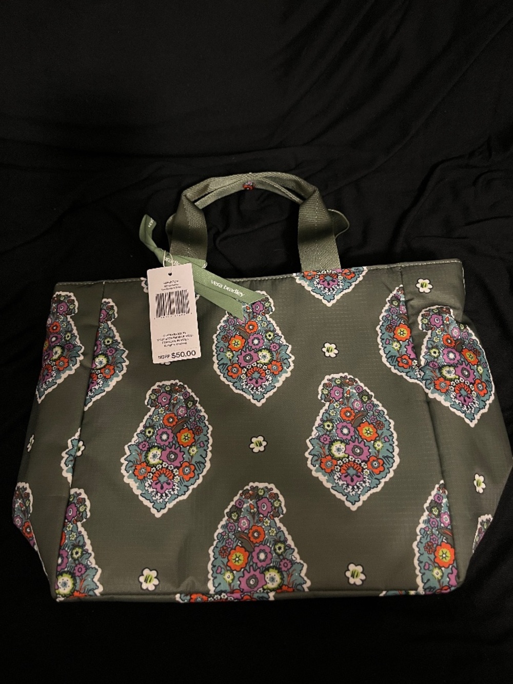 NWT Vera Bradley Kew Gardens Green Ripstop Lunch Tote